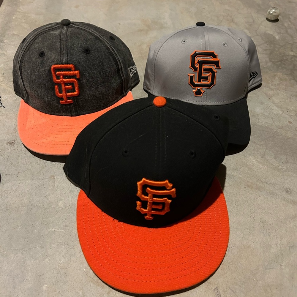 New Era SF Giants Caps - Black, Gray, and Orange - see sizes in photos
